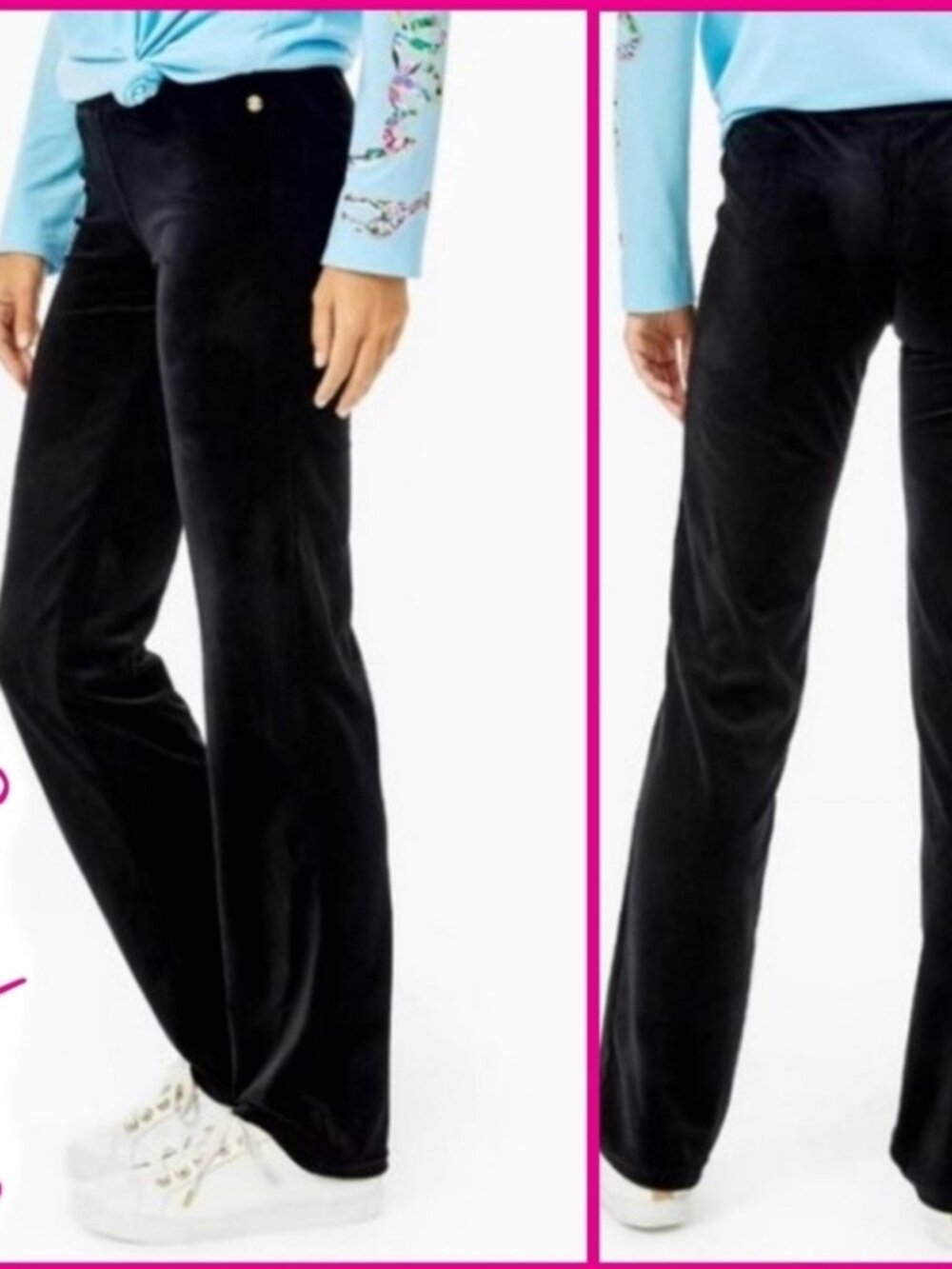 Lilly Pulitzer Dorsey Velour black soft pull on pants Small luxury style